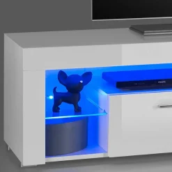 Weißes Hochglanz TV Board beleuchtet - Cessma