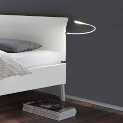 Weißes Holzbett Buche Gachias mit Kopfteil