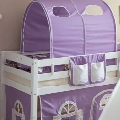 Weißes Holz-Hochbett für Kinder mit Rutsche - Nicrobar