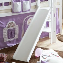 Weißes Holz-Hochbett für Kinder mit Rutsche - Nicrobar