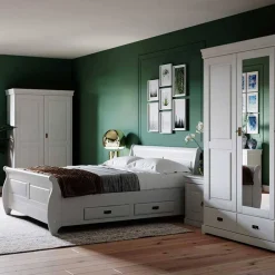 Weißes Landhausbett mit Schubladen - Presto