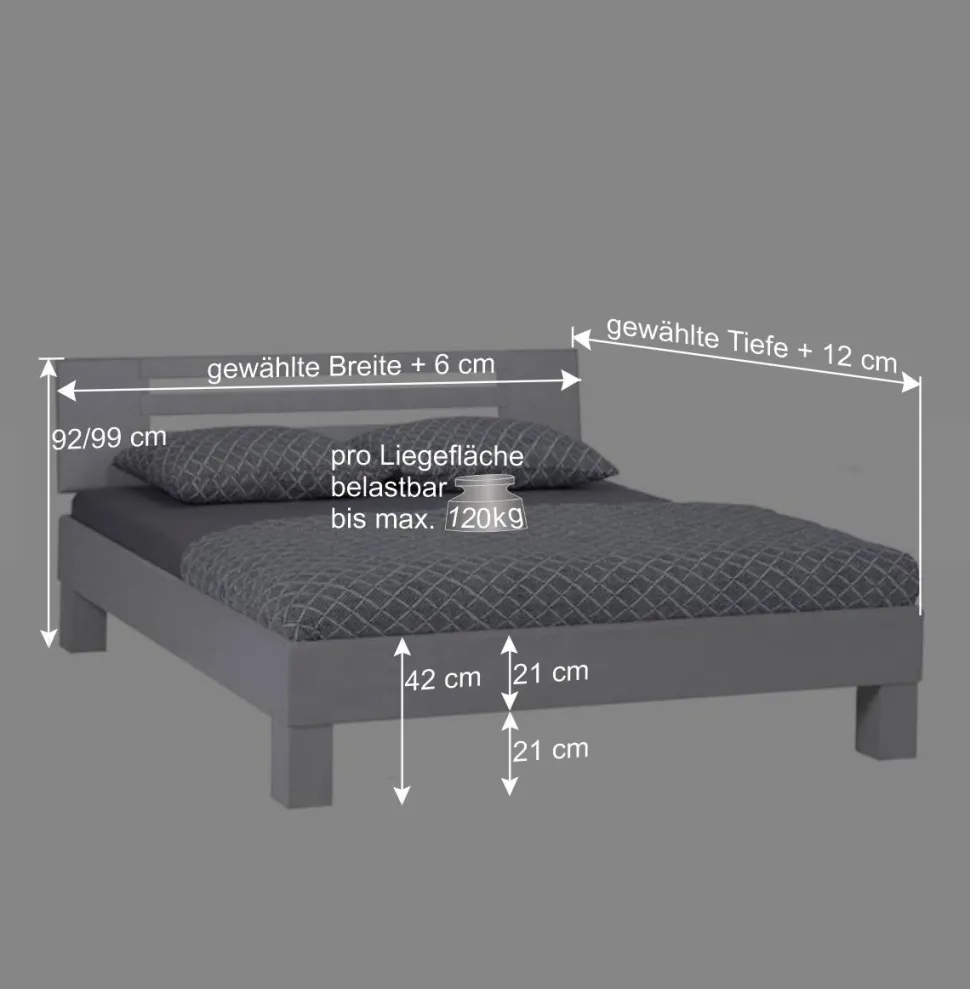 Weißes Massivholzbett Annabell mit Kopfteil