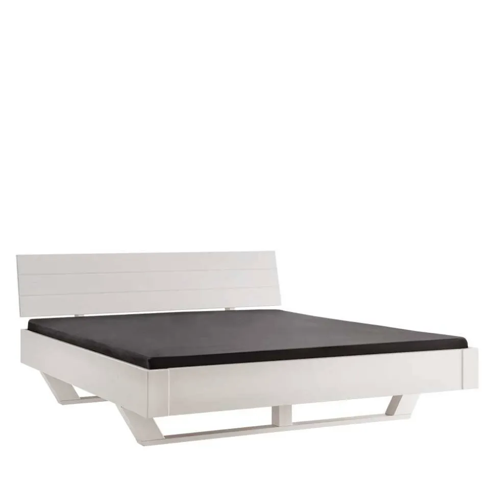 Weißes Massivholzbett mit Kufen - Odrato