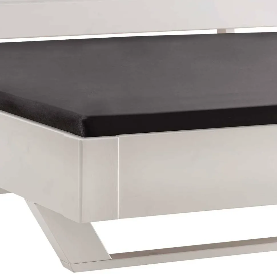 Weißes Massivholzbett mit Kufen - Odrato