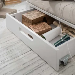 Weißes Palettenbett aus Kiefer Massivholz - Idena