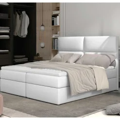 Weißes Polsterbett mit Kunstlederbezug - Streeter