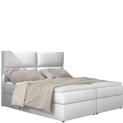 Weißes Polsterbett mit Kunstlederbezug - Streeter