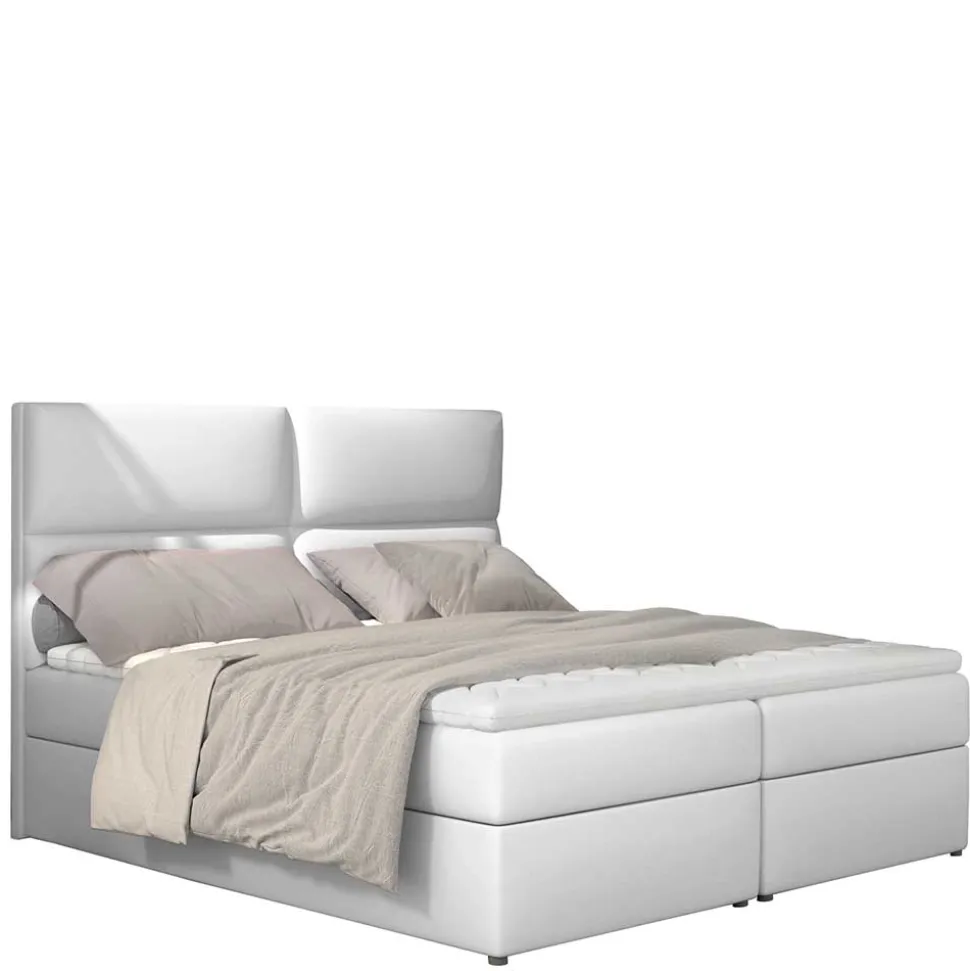 Weißes Polsterbett mit Kunstlederbezug - Streeter