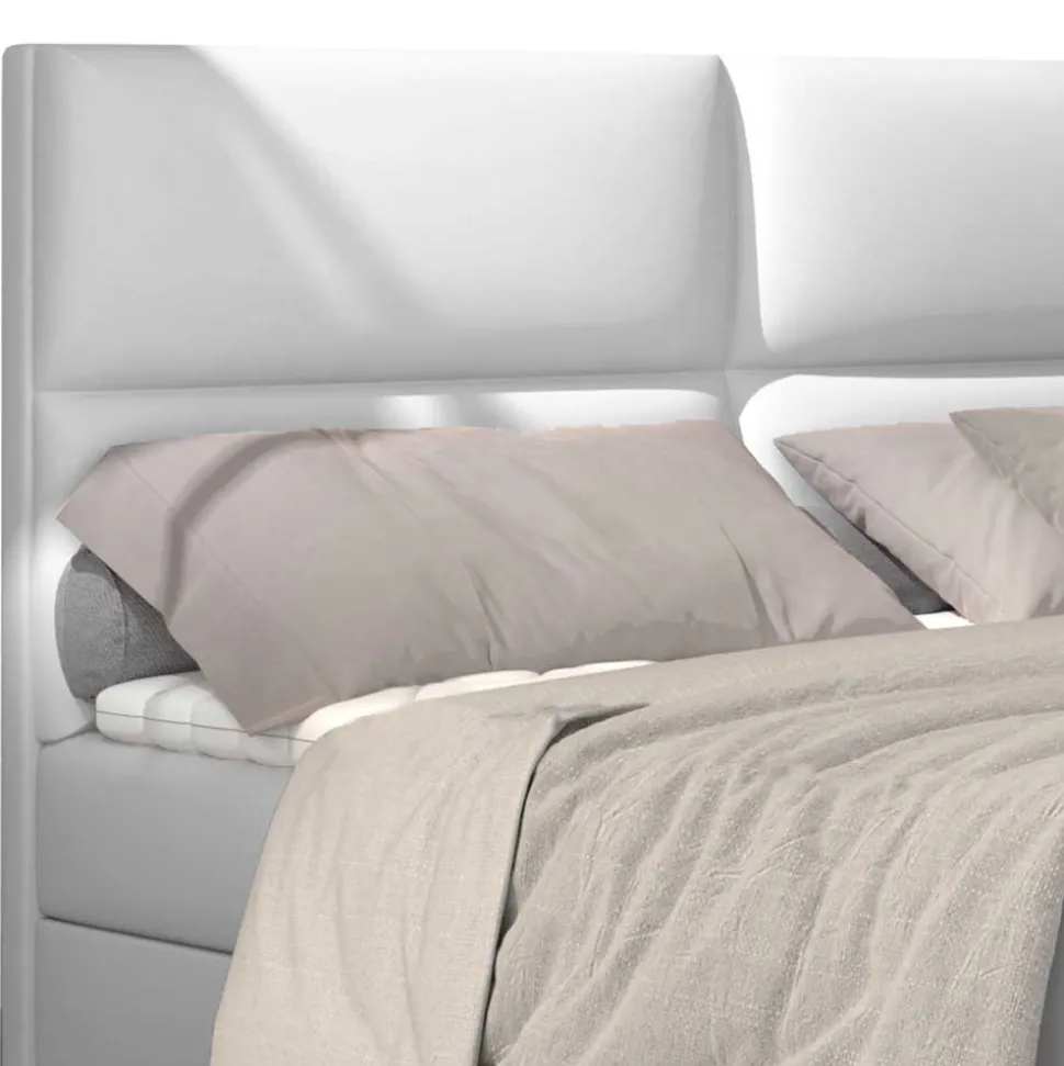 Weißes Polsterbett mit Kunstlederbezug - Streeter