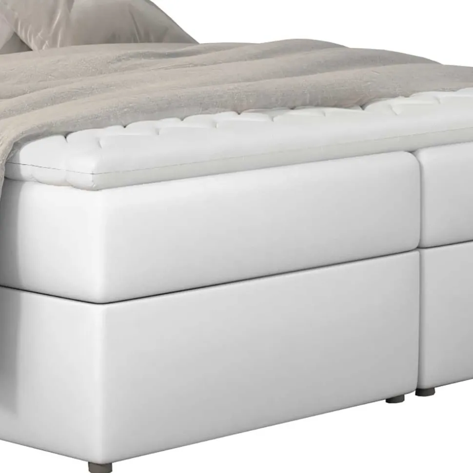 Weißes Polsterbett mit Kunstlederbezug - Streeter