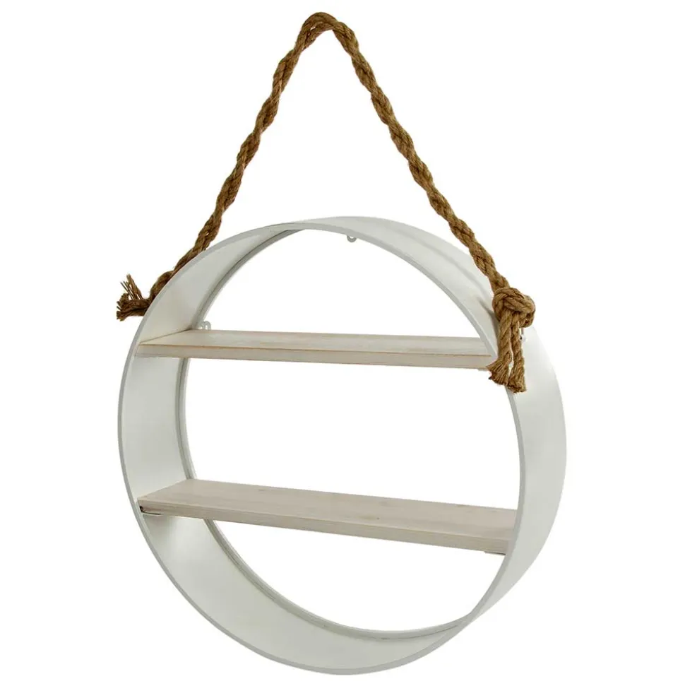 Weißes Regal in Rund mit Seil Aufhängung - Emzanua