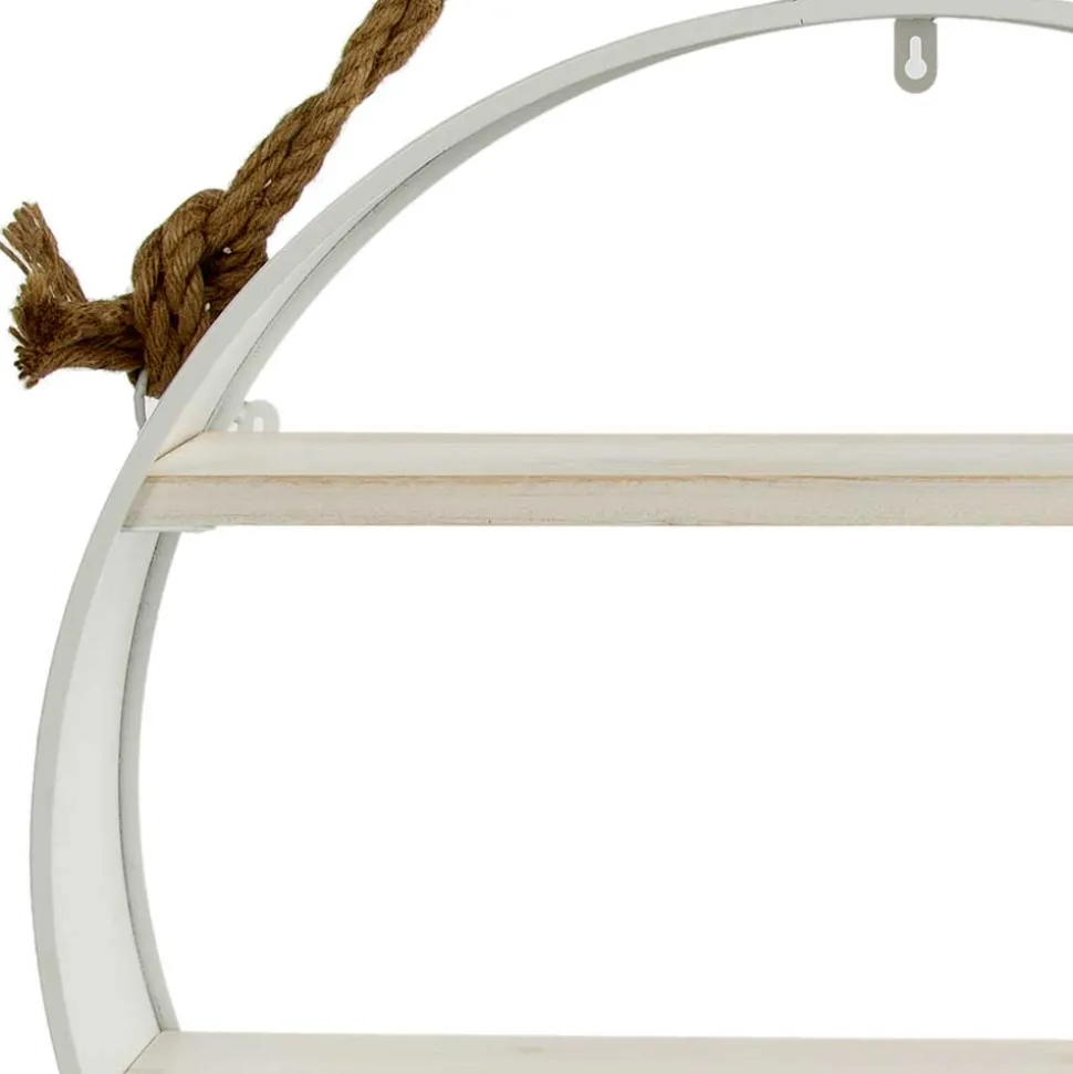 Weißes Regal in Rund mit Seil Aufhängung - Emzanua
