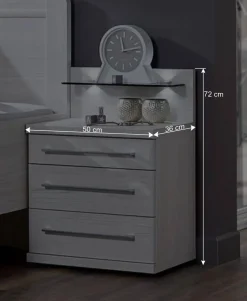 Weißes Schlafzimmerset Arneta mit Einzelbett 100x200cm (dreiteilig)