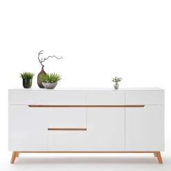 Weißes Sideboard Maiky mit Griffmulden