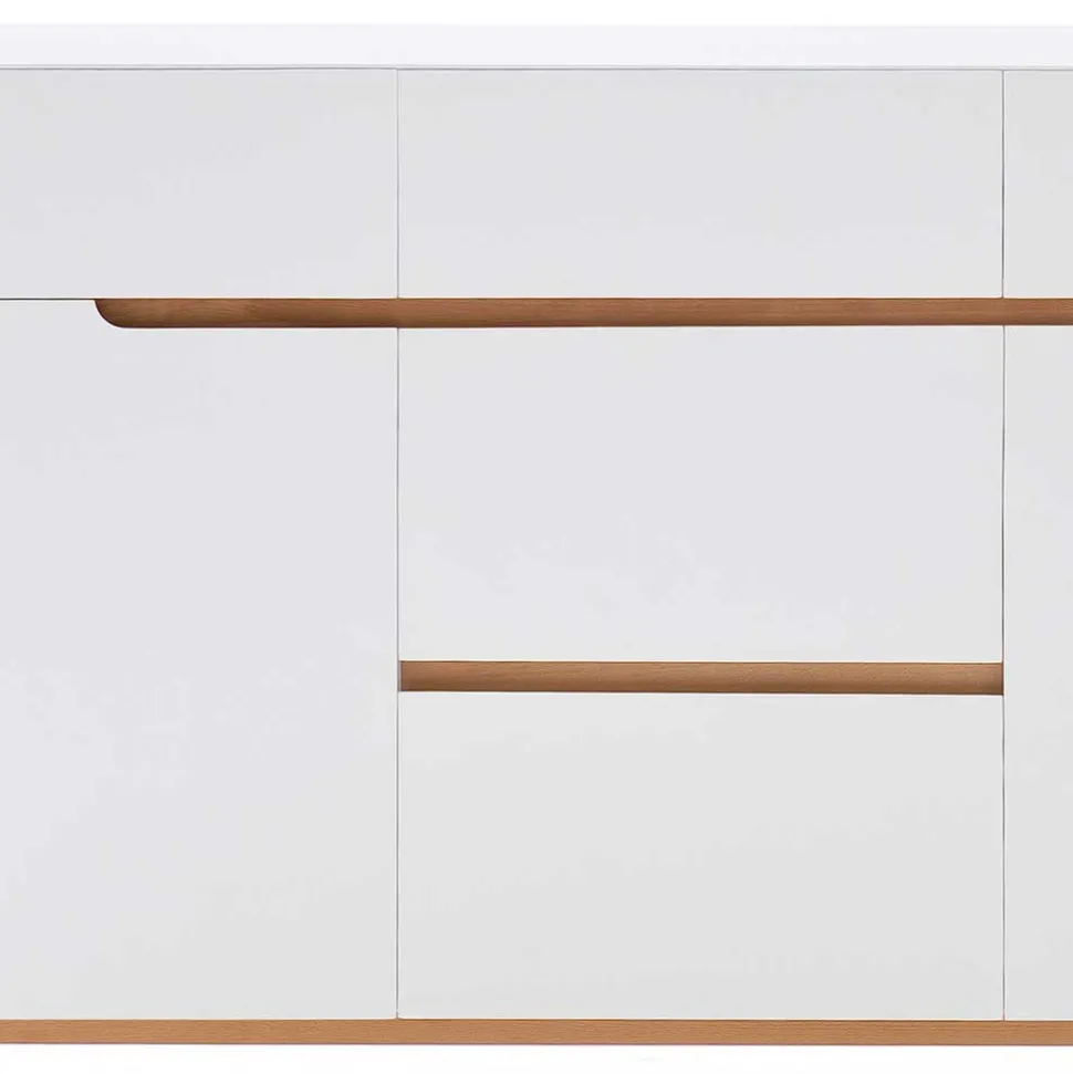 Weißes Sideboard Maiky mit Griffmulden