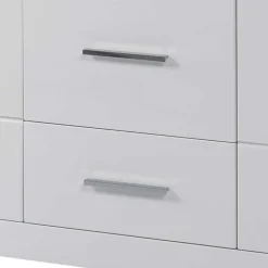 Weißes Sideboard mit Hochglanz Front Yulis & Chrom Metallgriffen