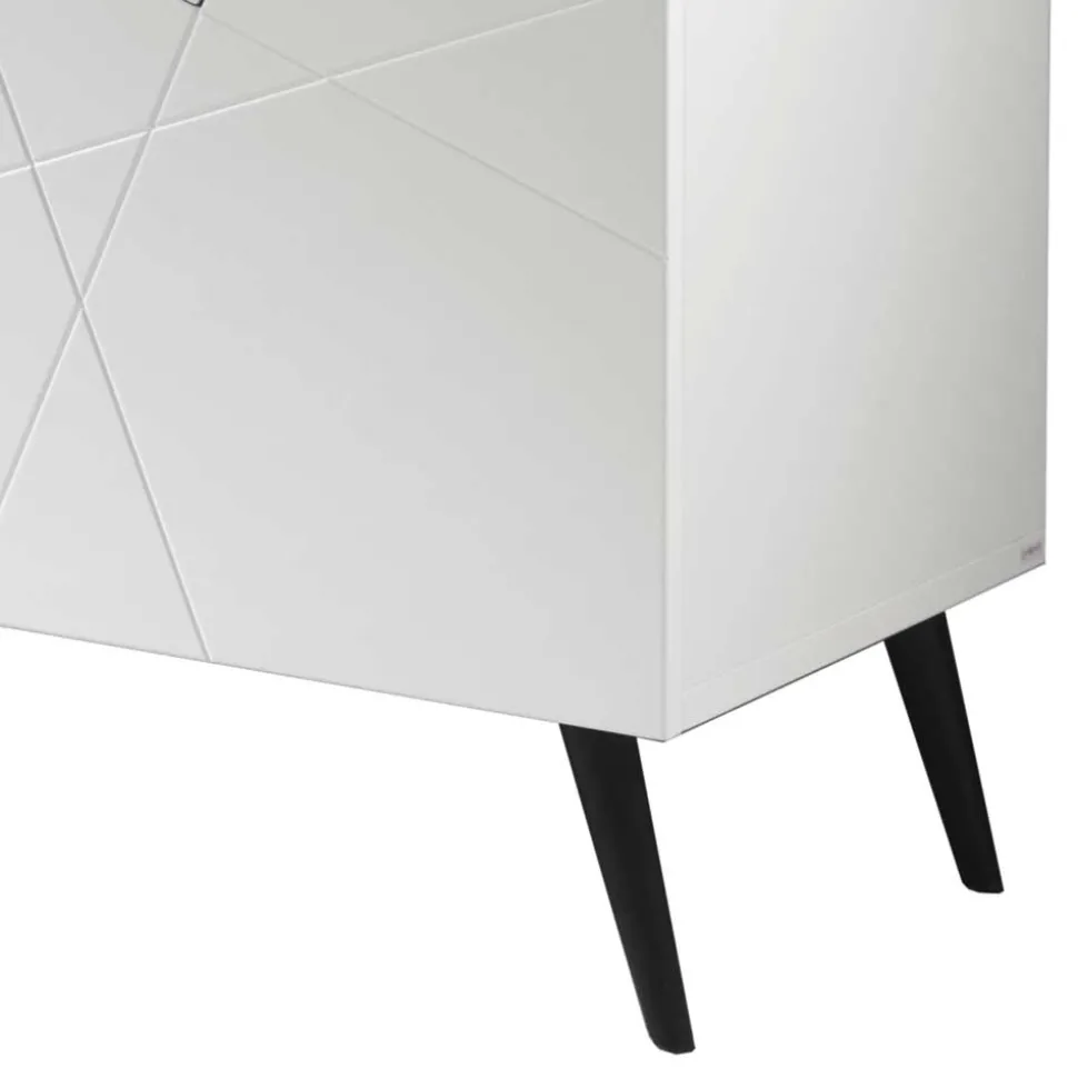 Weißes Sideboard mit Marmor Einsätzen Grau - Eleonora