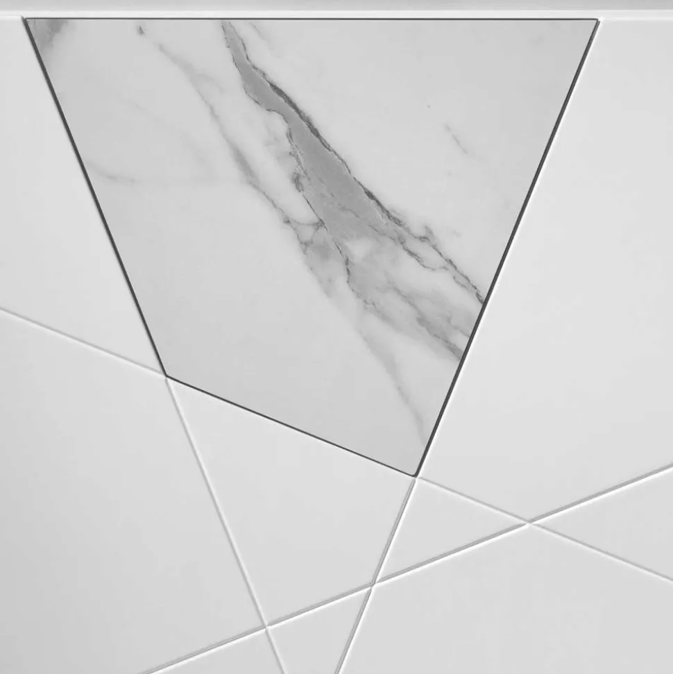 Weißes Sideboard mit Marmor Einsätzen Grau - Eleonora