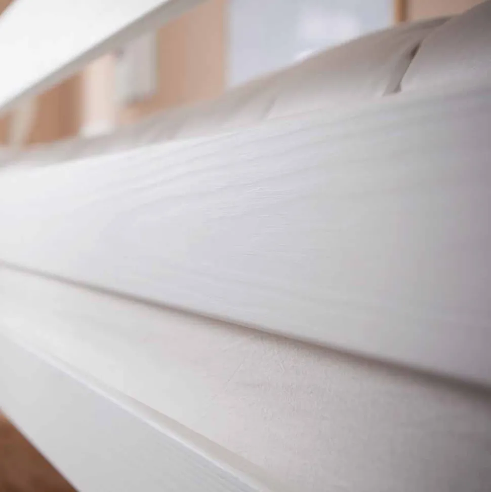 Weißes Stockbett aus Massivholz Kiefer Huelca mit 5 Schubkästen