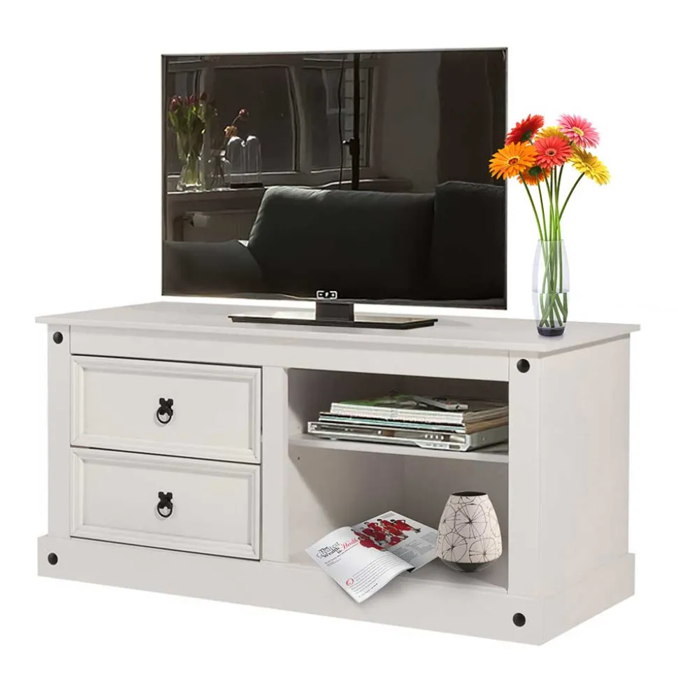 Weißes TV Board im Landhaus Design - Segrino