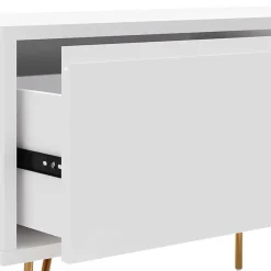 Weißes TV Lowboard mit Klappe & Schublade - Marmore