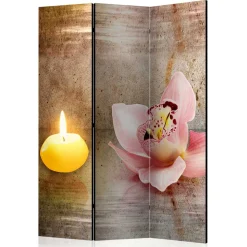 Wellness Motiv Paravent Orchidee & Kerze - London