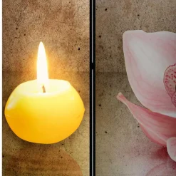 Wellness Motiv Paravent Orchidee & Kerze - London