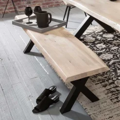 White Wash Essgruppe mit X-Fuß Tisch - Tilveta I (sechsteilig)