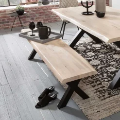 White Wash Esstisch Bank mit Baumkante - Tilveta