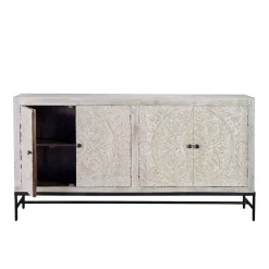 White Wash Sideboard mit Mandala Schnitzerei - Bonany