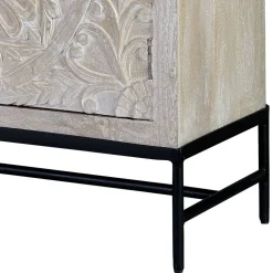 White Wash Sideboard mit Mandala Schnitzerei - Bonany