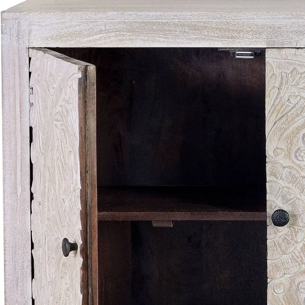 White Wash Sideboard mit Mandala Schnitzerei - Bonany