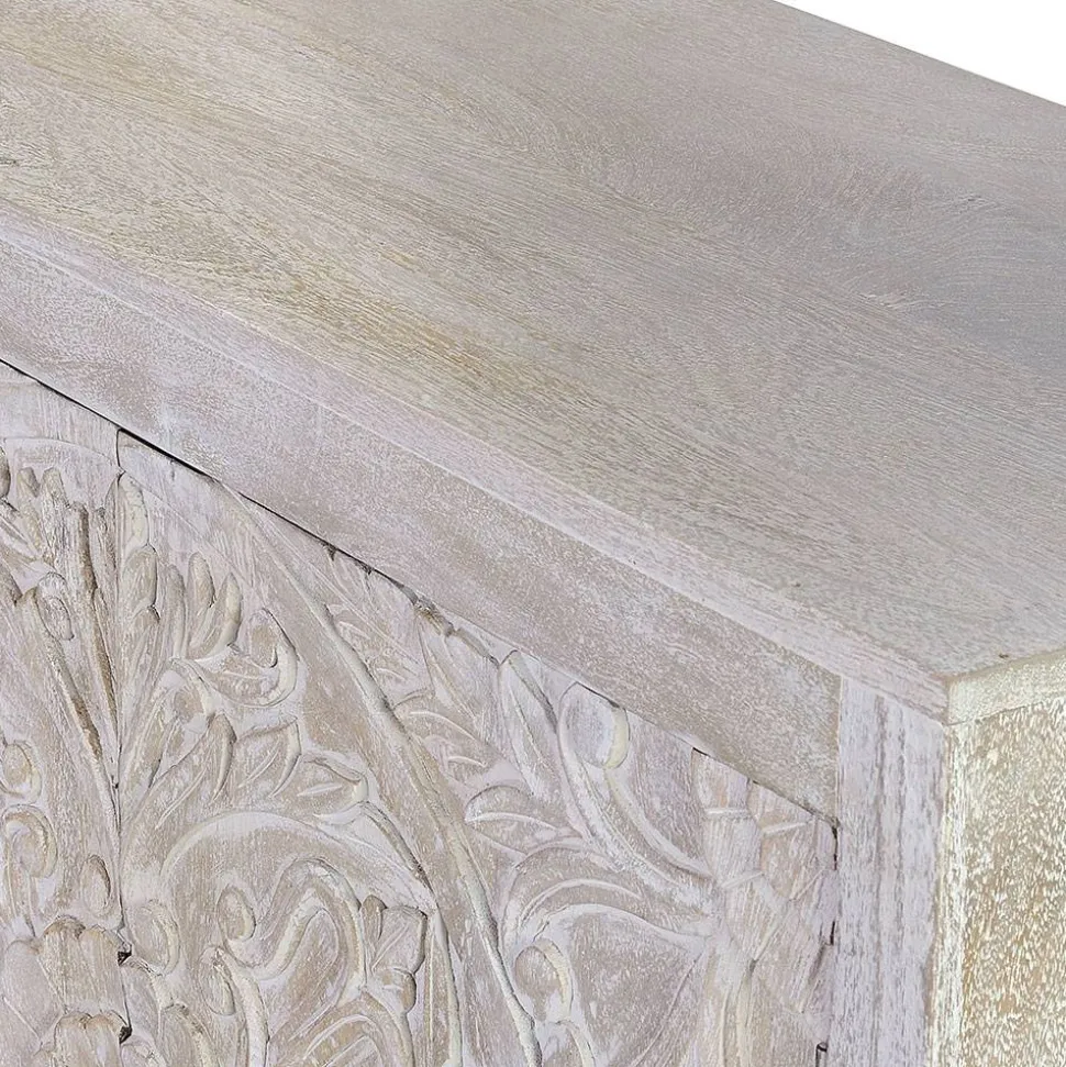 White Wash Sideboard mit Mandala Schnitzerei - Bonany