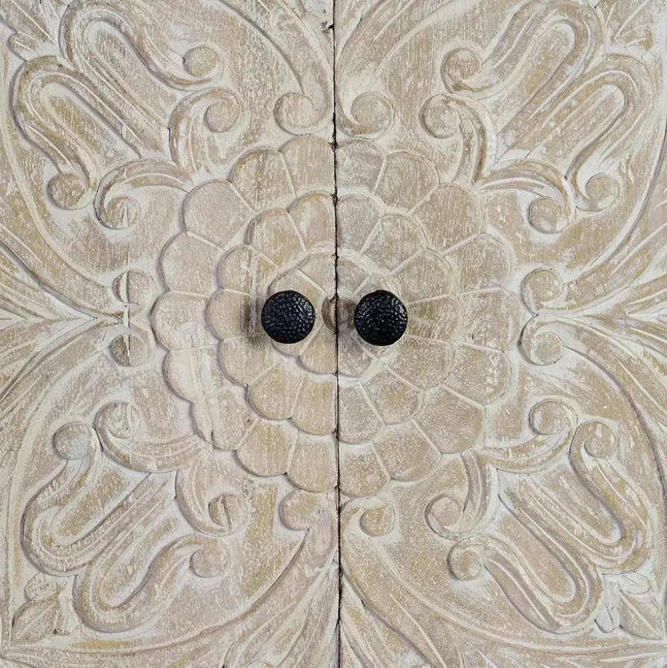 White Wash Sideboard mit Mandala Schnitzerei - Bonany