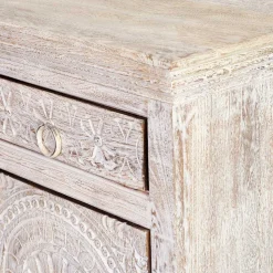 White Wash Sideboard mit Ornament Schnitzereien - Rusula