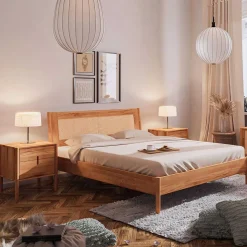 Wildbuche Bett mit Wiener Geflecht Kopfteil - Indrya