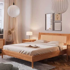 Wildbuche Bett mit Wiener Geflecht Kopfteil - Indrya