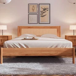 Wildbuche Bett mit Wiener Geflecht Kopfteil - Indrya