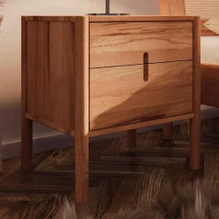 Wildbuche Bett mit Wiener Geflecht Kopfteil - Indrya