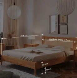 Wildbuche Bett mit Wiener Geflecht Kopfteil - Indrya