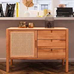 Wildbuche Kommode mit Wiener Geflecht Tür - Indrya