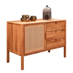 Wildbuche Kommode mit Wiener Geflecht Tür - Indrya