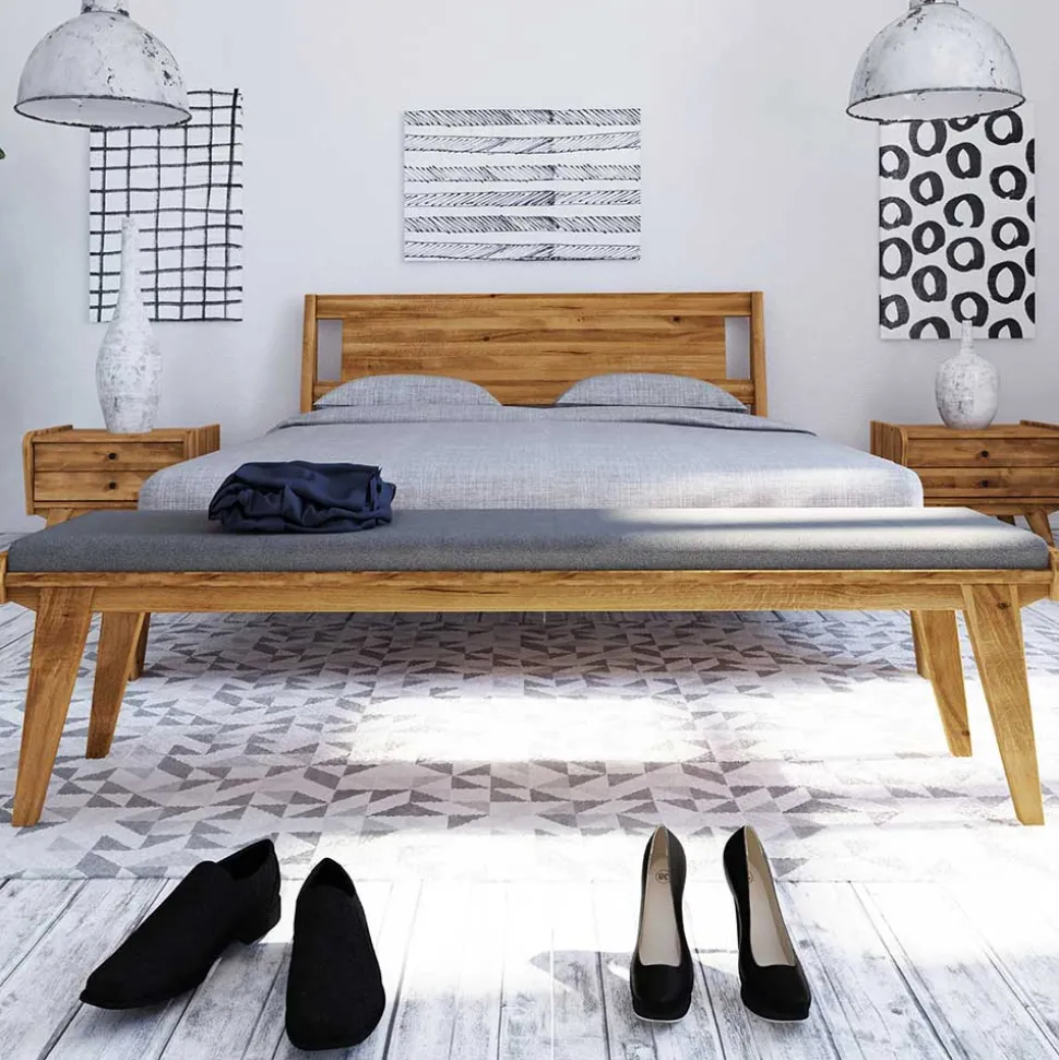 Wildeiche Bank für die Wohnung mit Polster - Hardus