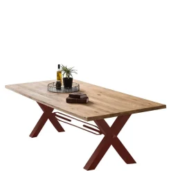 Wildeiche Baumkantentisch mit X Füßen - Vlacondra