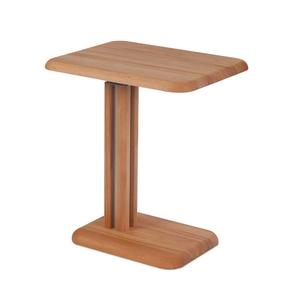 Wildeiche Beistelltisch auf Rollen Tambrana höhenverstellbar