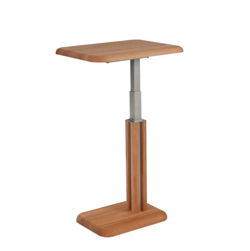 Wildeiche Beistelltisch auf Rollen Tambrana höhenverstellbar