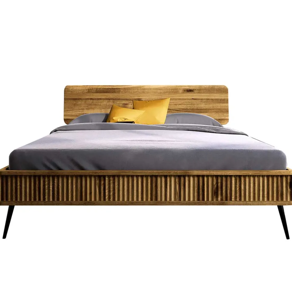 Wildeiche Bett mit Holzkopfteil - Casarius