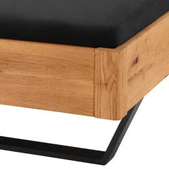 Wildeiche Bett mit Metallkufen in Schwarzgrau - Tomya