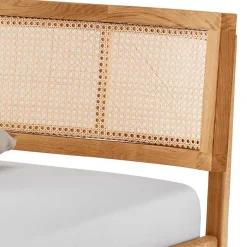 Wildeiche Bett mit Wiener Geflecht Kopfteil - Ambrosso