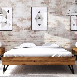 Wildeiche Bett ohne Kopfteil 210cm lang - Mandirov